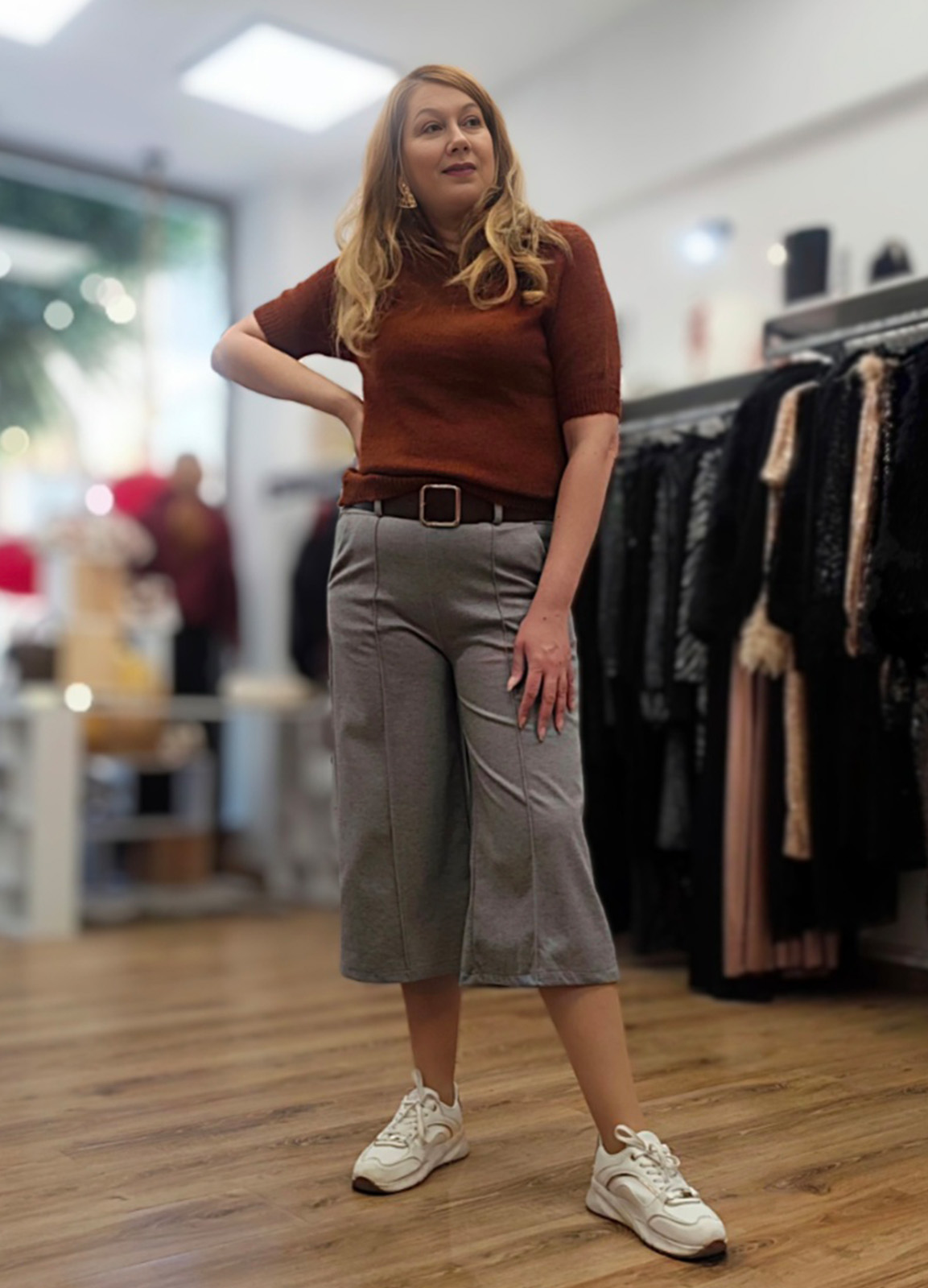 Παντελόνι Zip & Ζώνη Grey