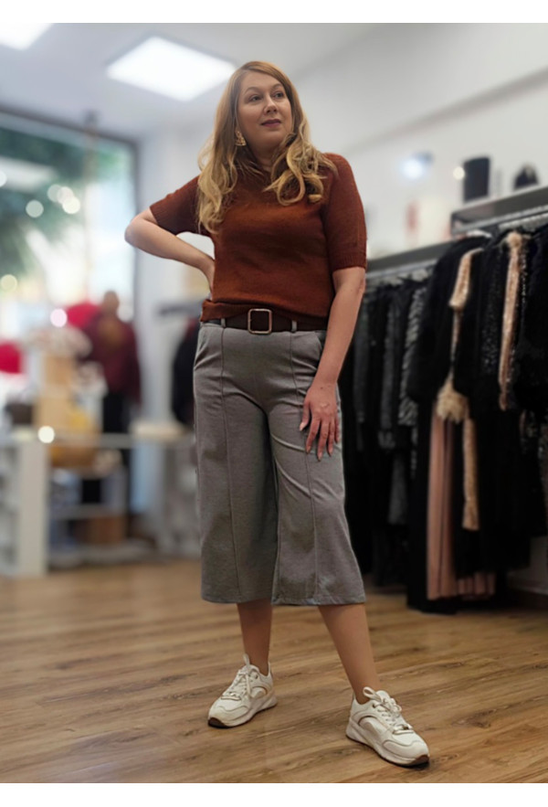 Παντελόνι Zip & Ζώνη Grey