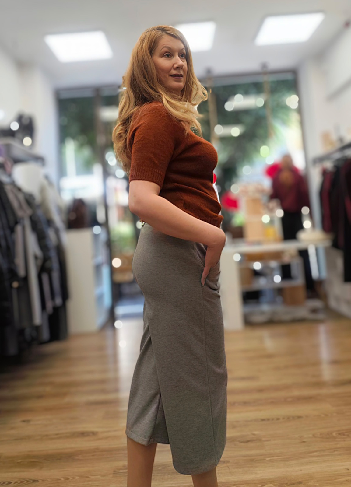 Παντελόνι Zip & Ζώνη Grey