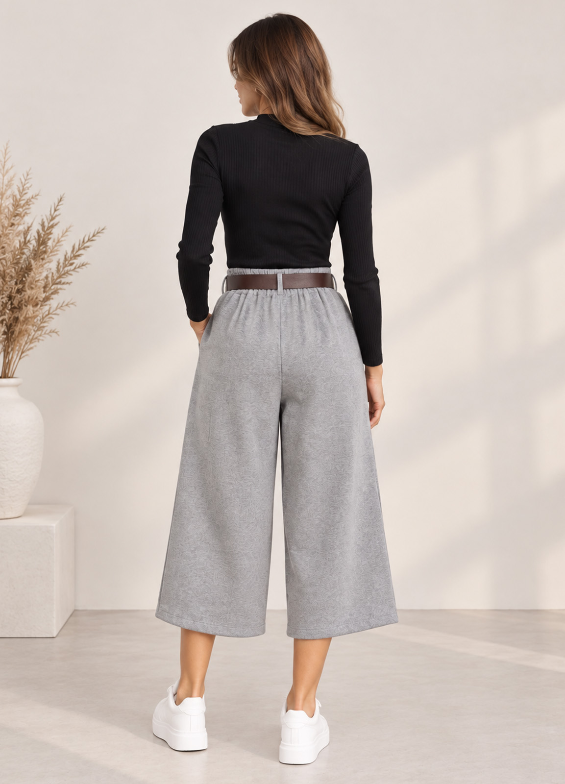 Παντελόνι Zip & Ζώνη Grey