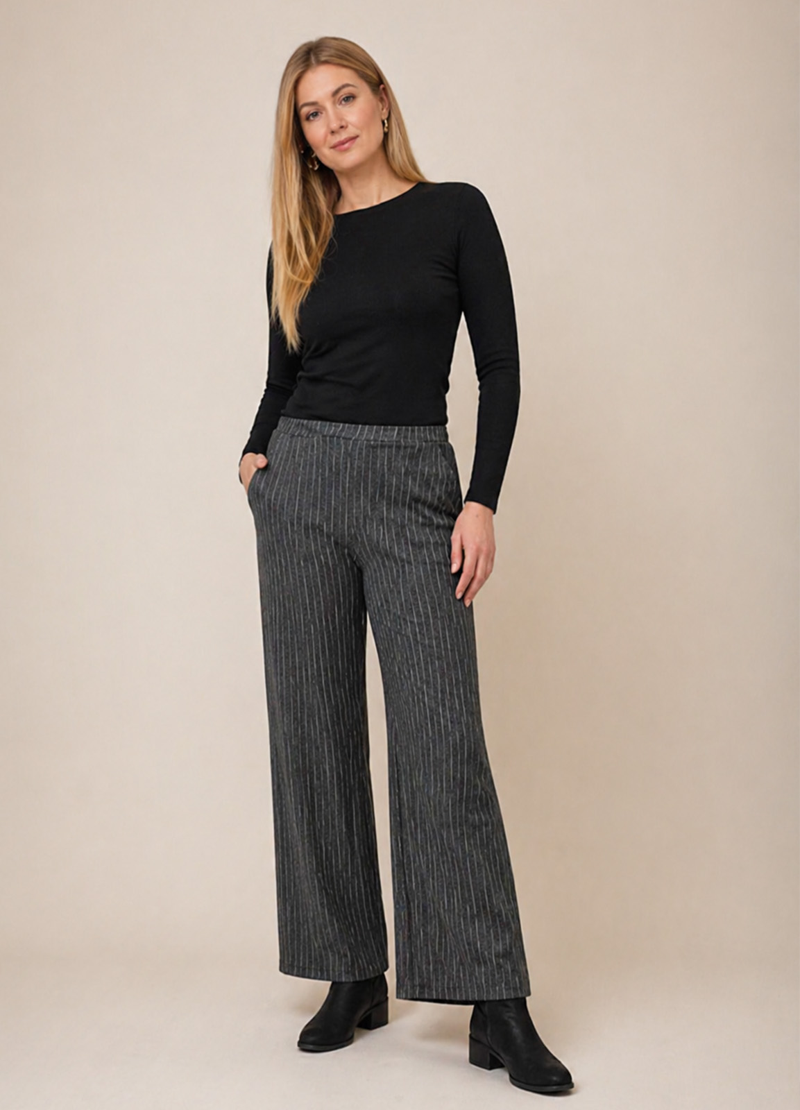 Ελαστικό Γκρι Παντελόνι Με Ασύμμετρη Ρίγα