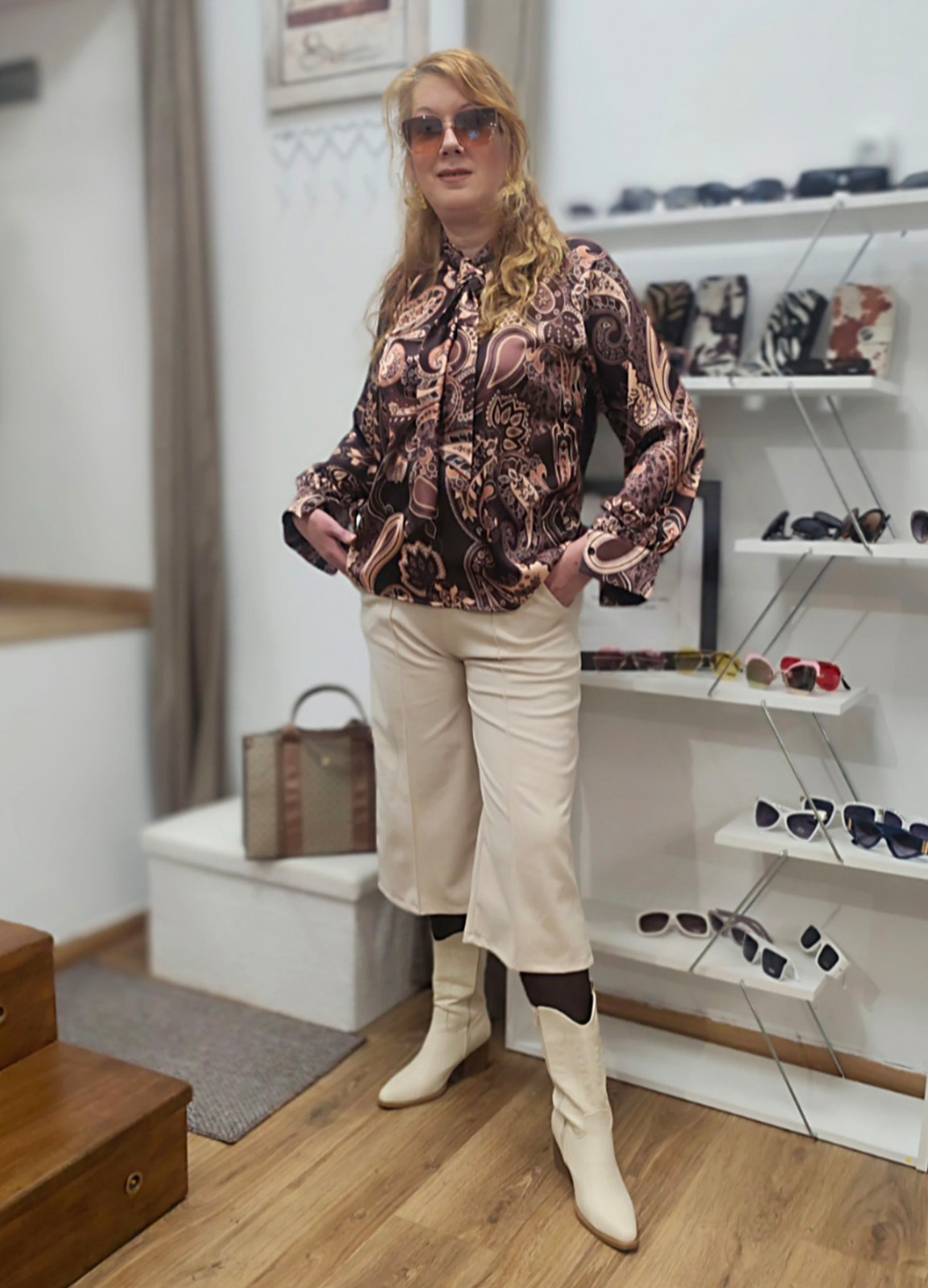 Παντελόνι Zip & Ζώνη Off White