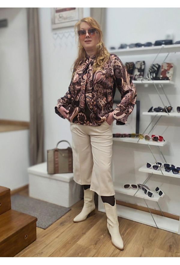 Παντελόνι Zip & Ζώνη Off White