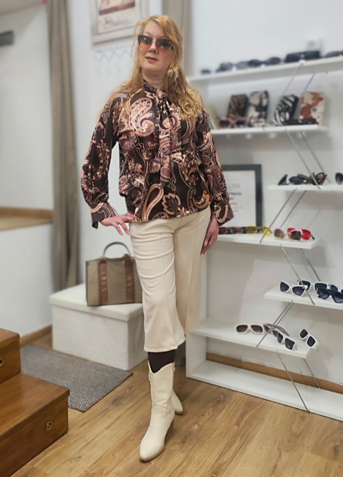 Παντελόνι Zip & Ζώνη Off White