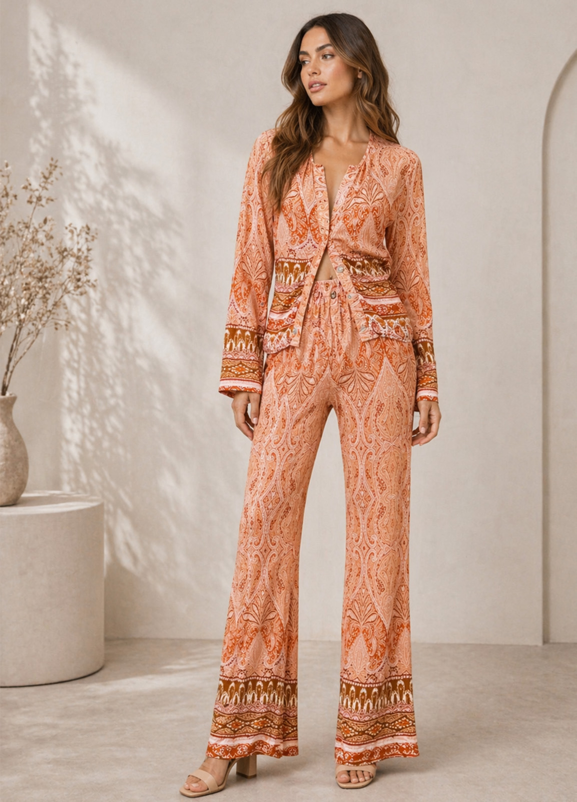 Boho Set: Παντελόνι & Πουκάμισο με Κουμπιά