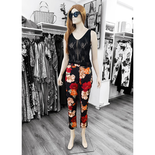 Εφαρμοστό Παντελόνι με Floral Σχέδιο 