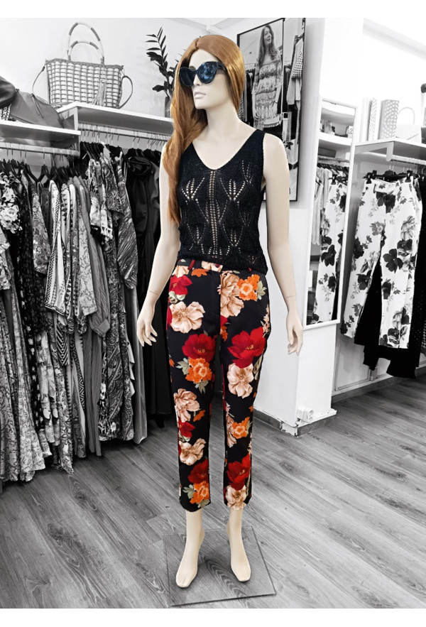 Εφαρμοστό Παντελόνι με Floral Σχέδιο 