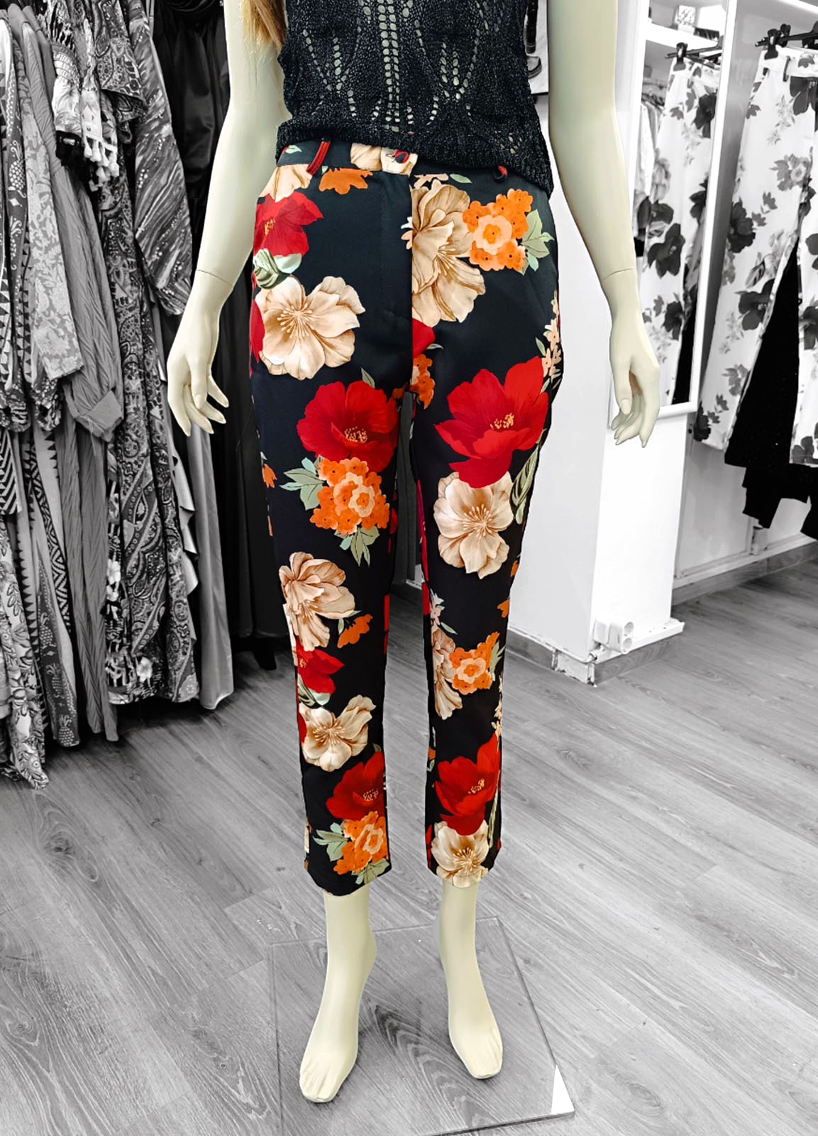 Εφαρμοστό Παντελόνι με Floral Σχέδιο 