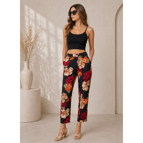 Εφαρμοστό Παντελόνι με Floral Σχέδιο 
