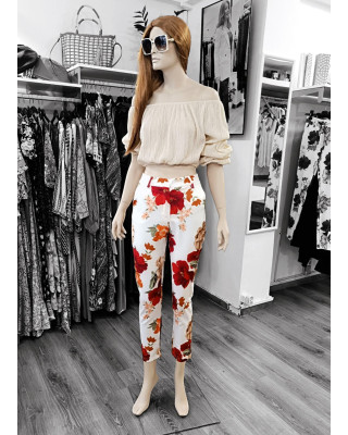 Εφαρμοστό Παντελόνι με Floral Σχέδιο 