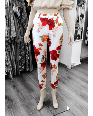 Εφαρμοστό Παντελόνι με Floral Σχέδιο 