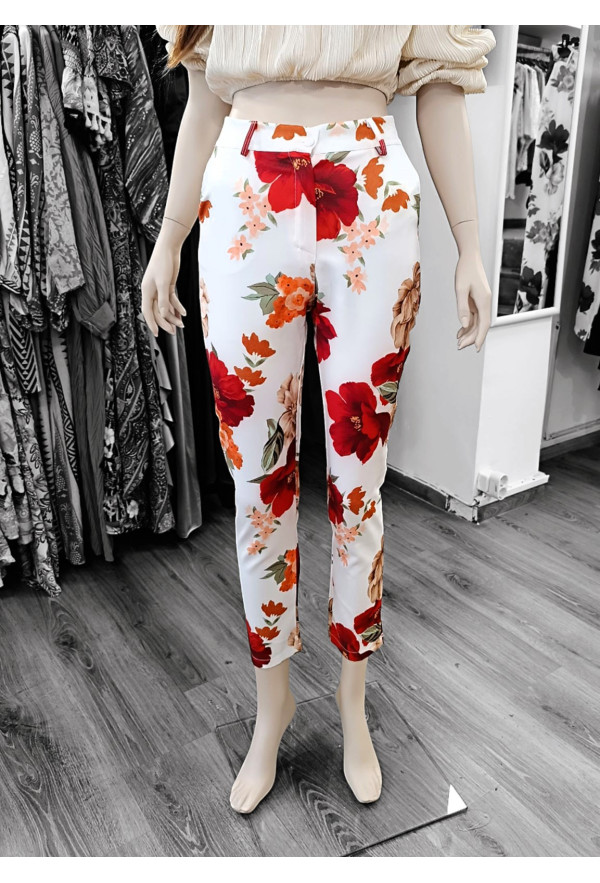 Εφαρμοστό Παντελόνι με Floral Σχέδιο 