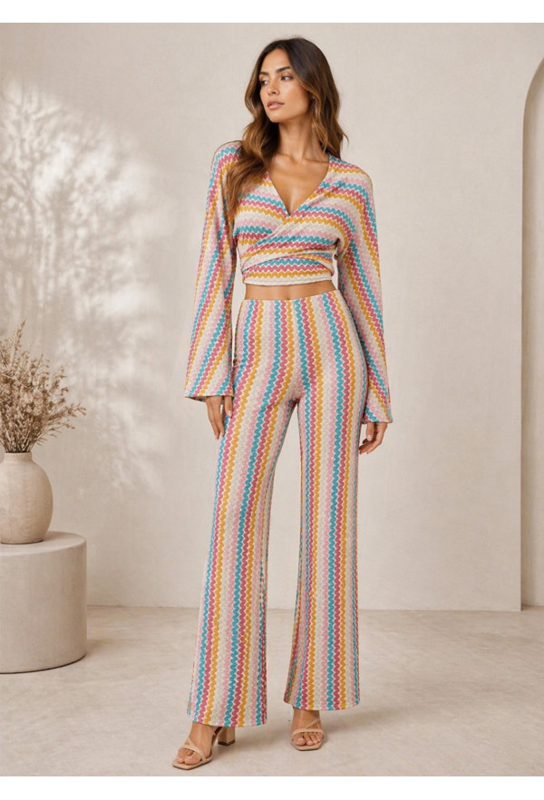 Παντελόνι Καμπάνα & Δετή Μπλούζα με Μανίκι Καμπάνα