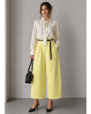 Παντελόνι Barrel με Ζώνη & Φάσα Yellow