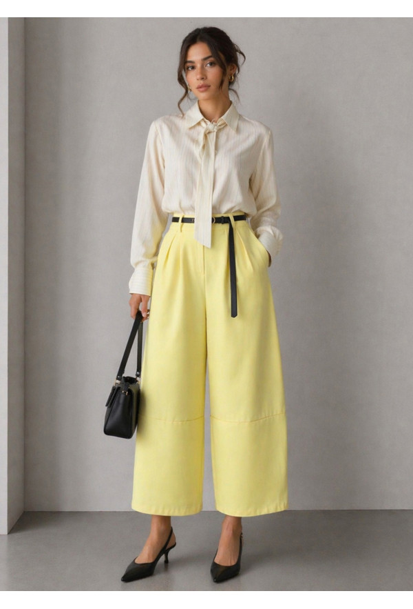Παντελόνι Barrel με Ζώνη & Φάσα Yellow