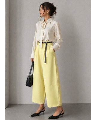 Παντελόνι Barrel με Ζώνη & Φάσα Yellow