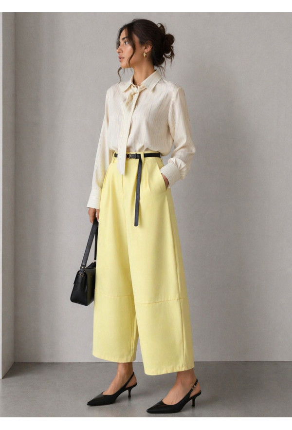 Παντελόνι Barrel με Ζώνη & Φάσα Yellow