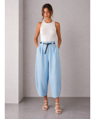 Παντελόνι Barrel με Ζώνη & Φάσα Σιέλ