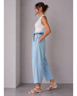 Παντελόνι Barrel με Ζώνη & Φάσα Σιέλ