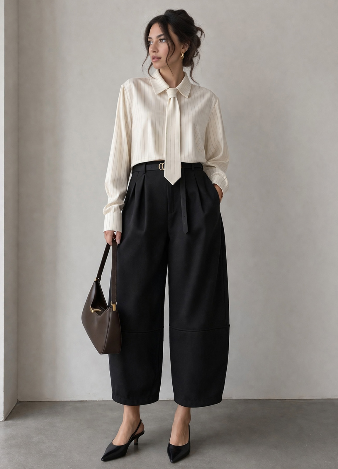 Παντελόνι Barrel με Ζώνη & Φάσα Black