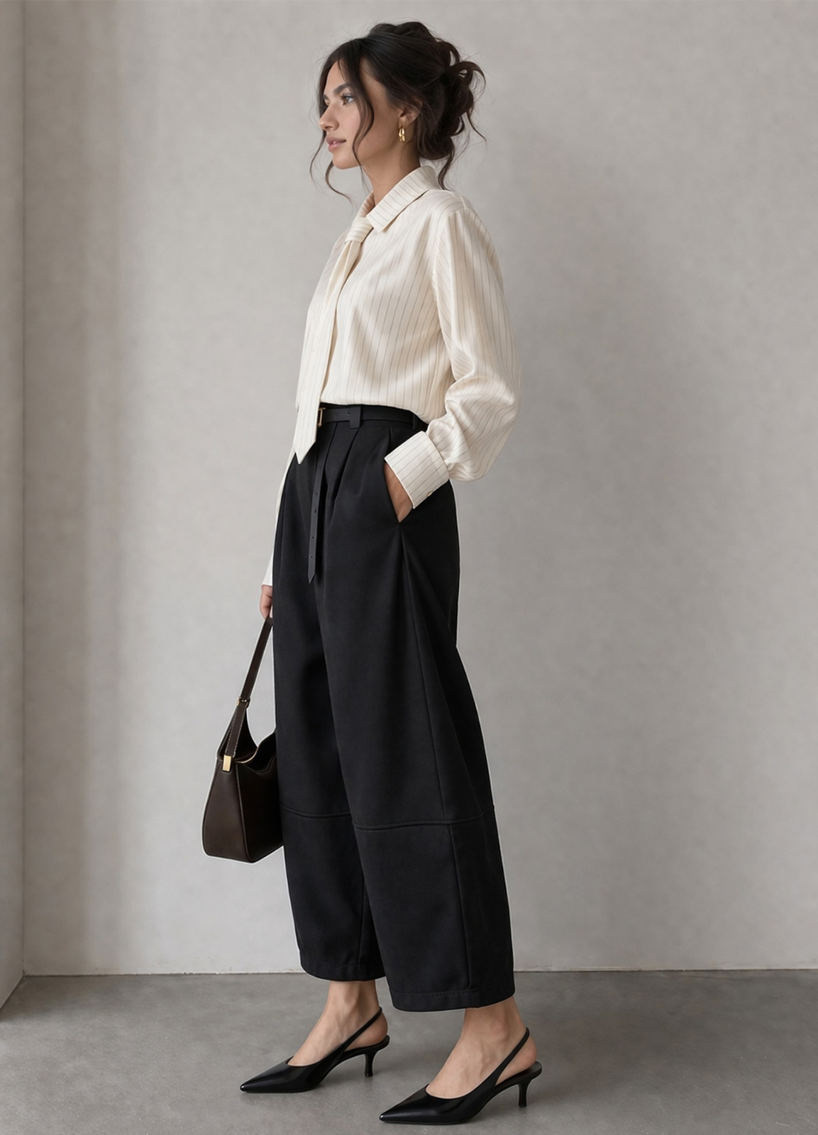 Παντελόνι Barrel με Ζώνη & Φάσα Black