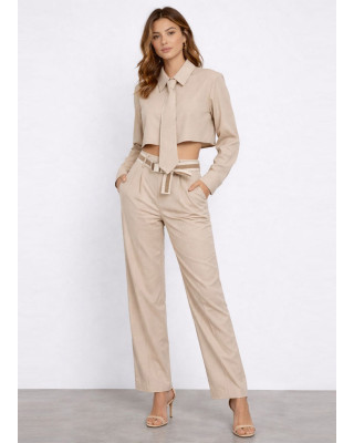 Παντελόνι Υφασμάτινο με Ζώνη – Μπεζ