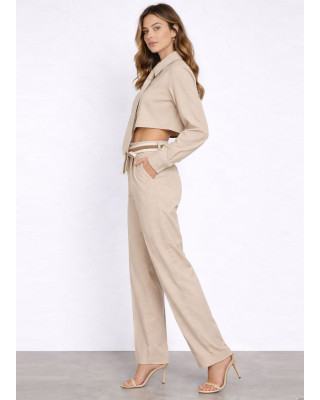 Παντελόνι Υφασμάτινο με Ζώνη – Μπεζ