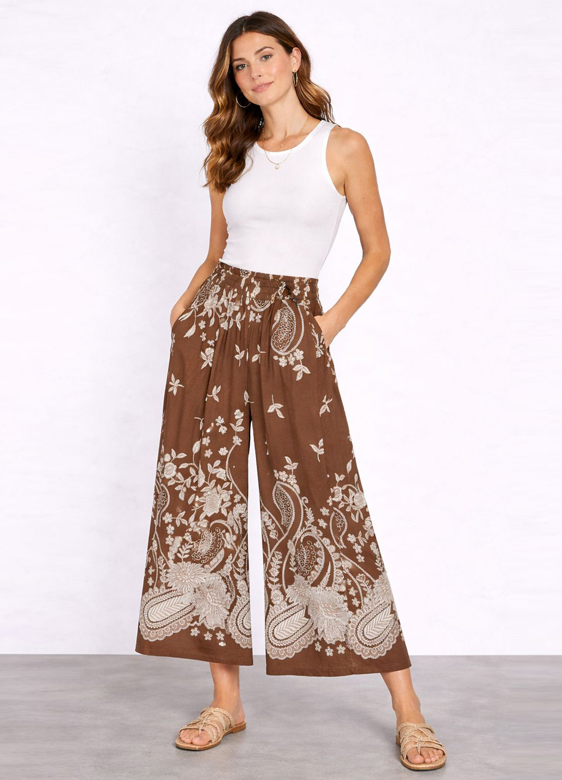 Παντελόνα με Print – Καφέ