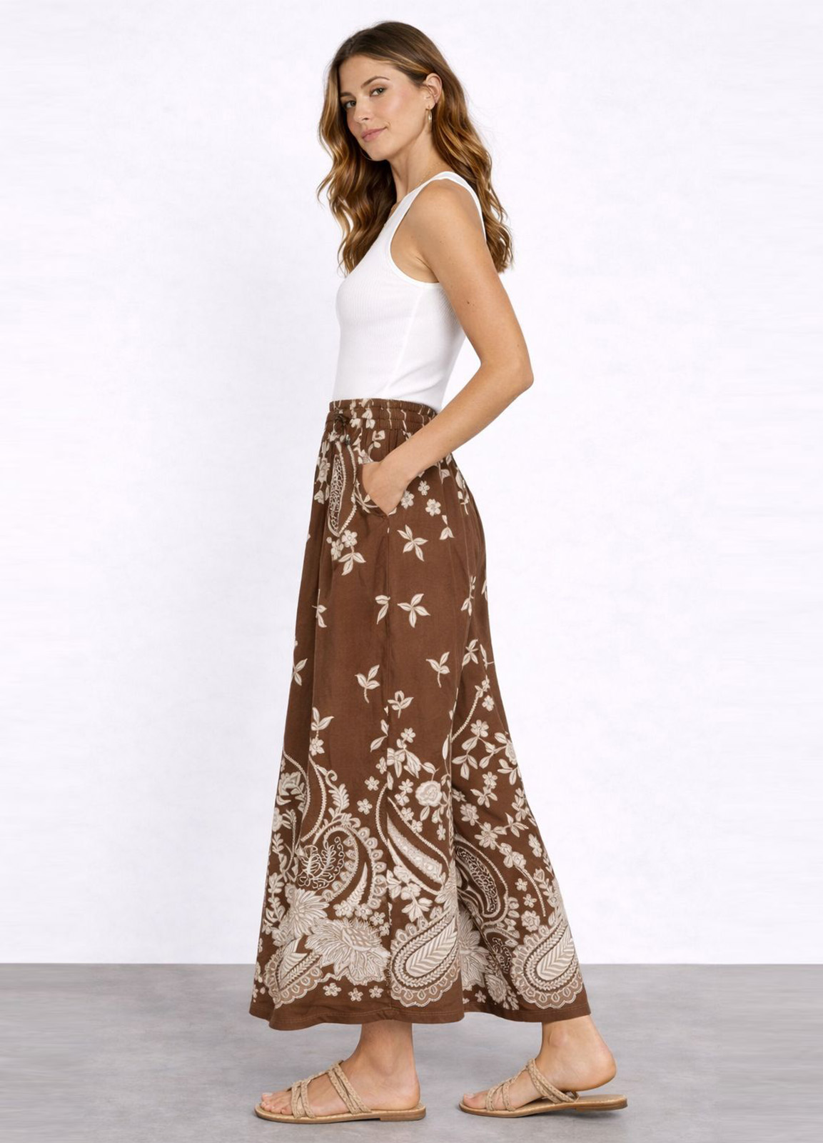 Παντελόνα με Print – Καφέ