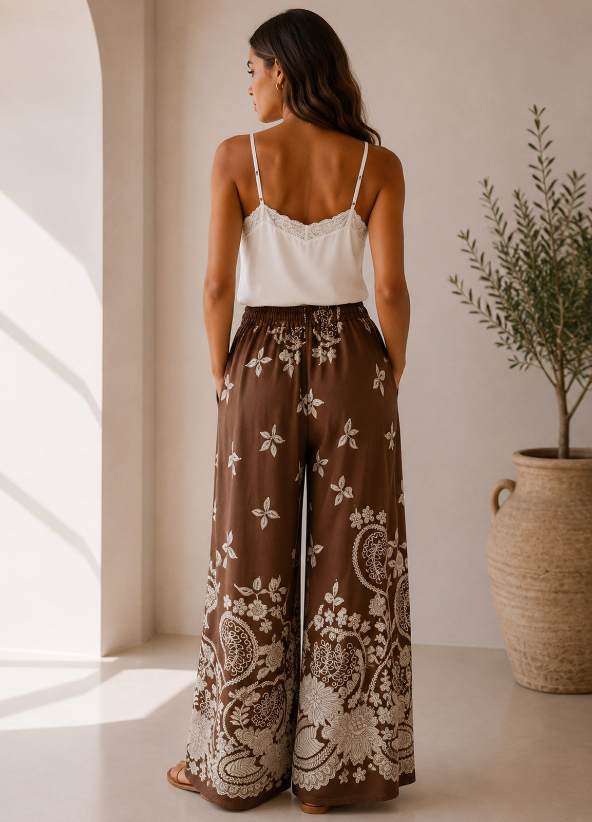 Παντελόνα με Print – Καφέ