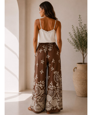 Παντελόνα με Print – Καφέ