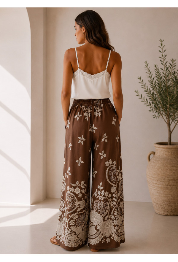 Παντελόνα με Print – Καφέ