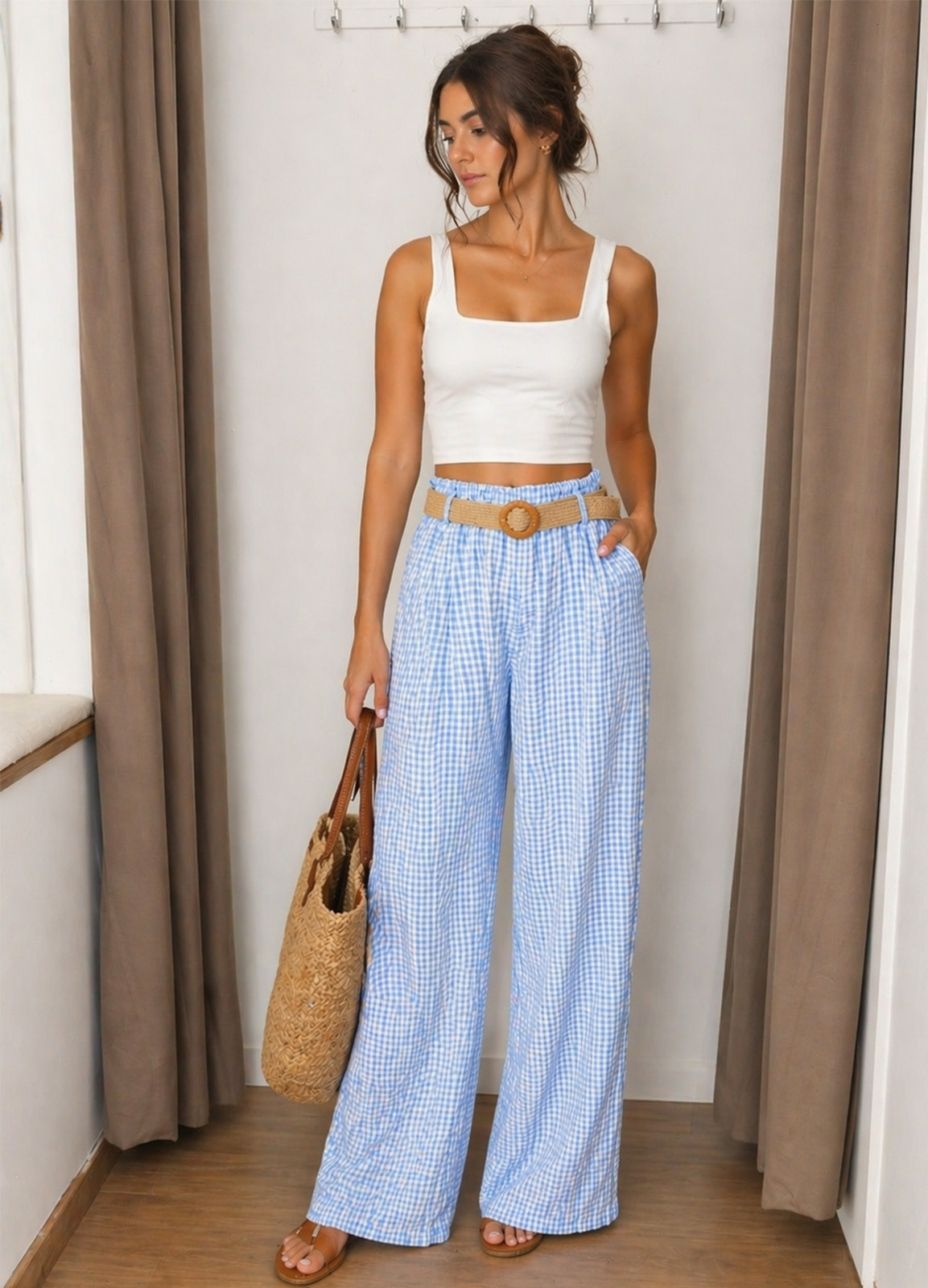 Καρό Παντελόνα με Λάστιχο στη Μέση