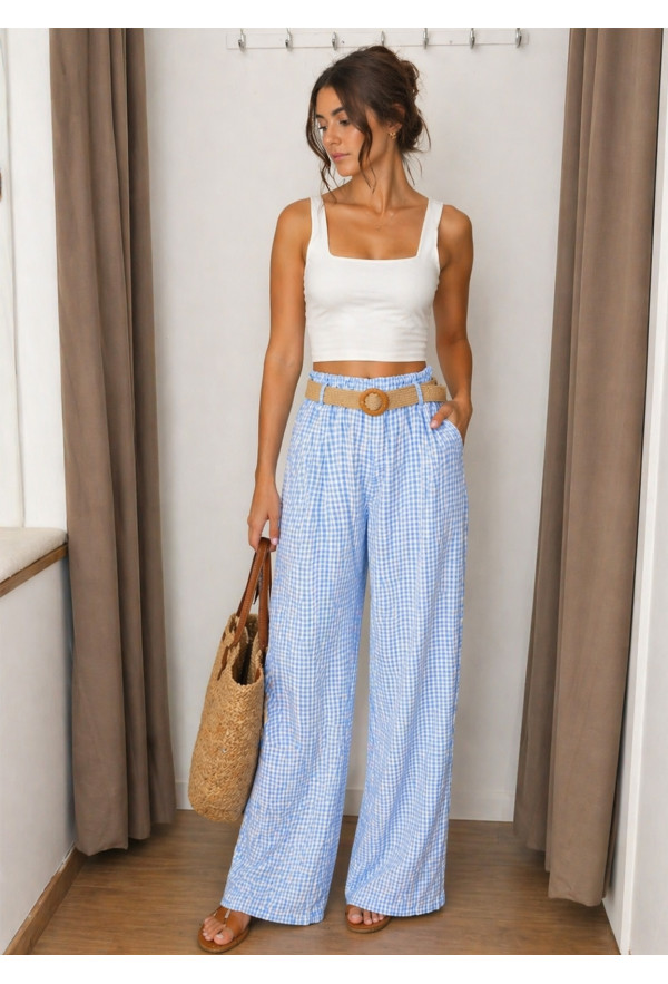 Καρό Παντελόνα με Λάστιχο στη Μέση