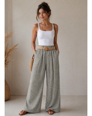 Καρό Παντελόνα με Λάστιχο στη Μέση Gray