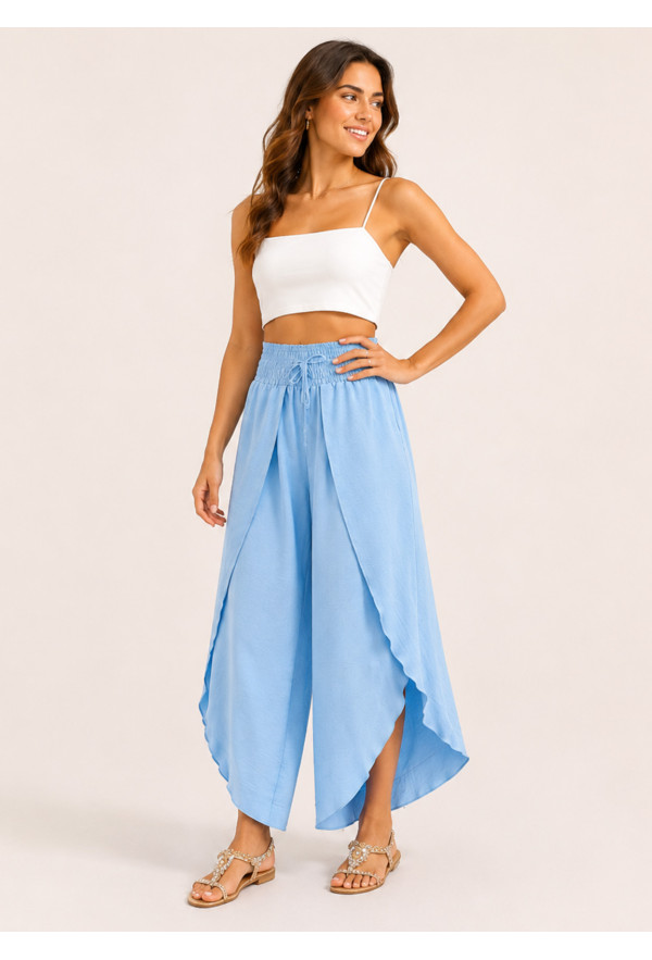 Φάκελος Παντελόνα με Σφηκοφωλιά στη Μέση Light Blue