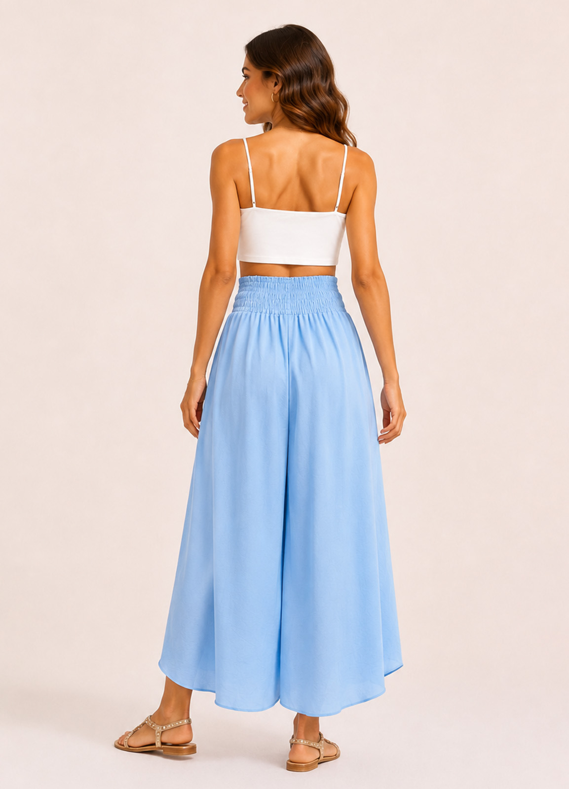 Φάκελος Παντελόνα με Σφηκοφωλιά στη Μέση Light Blue