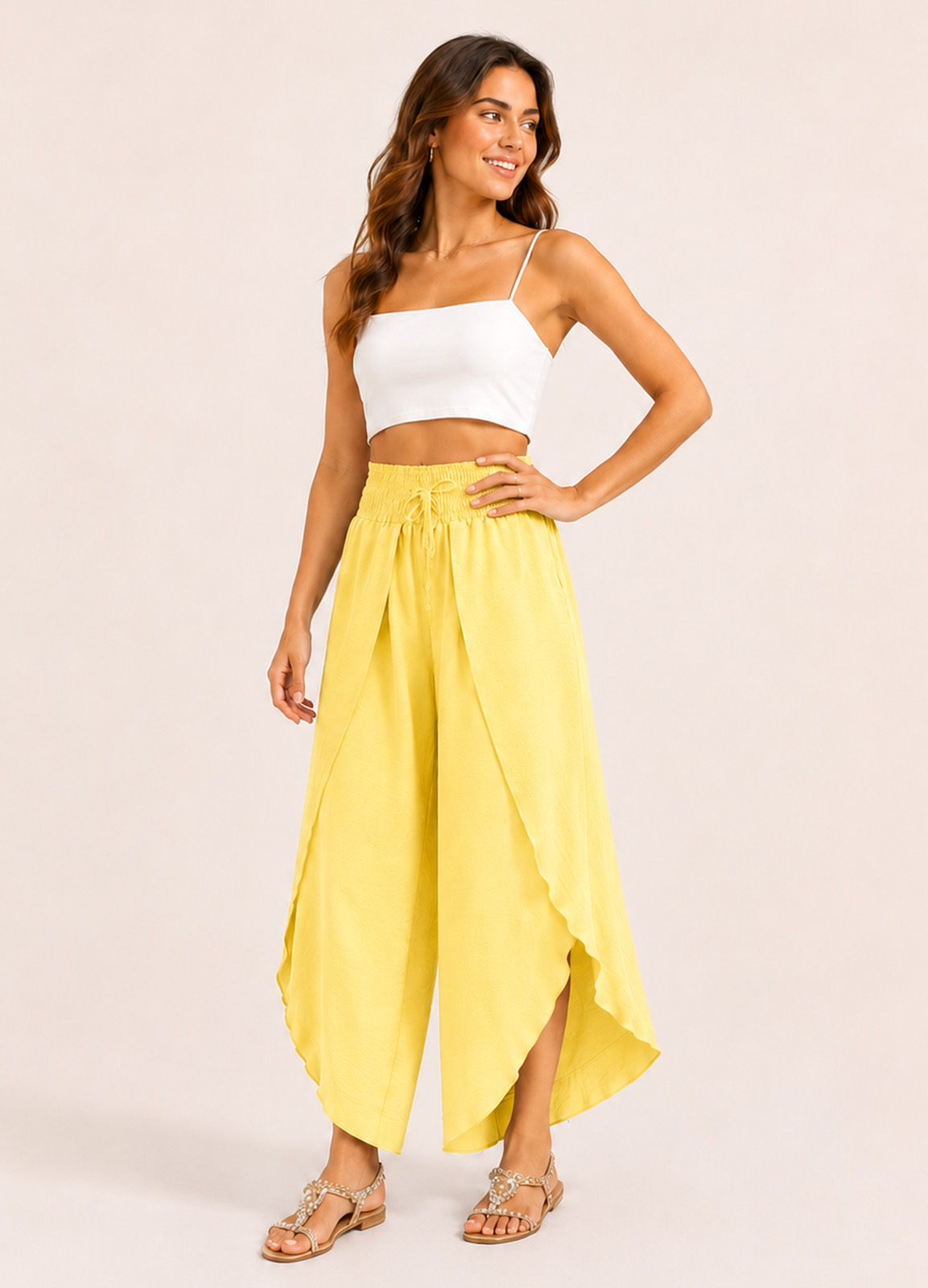 Φάκελος Παντελόνα με Σφηκοφωλιά στη Μέση Yellow