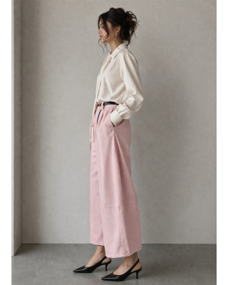 Παντελόνι Barrel με Ζώνη & Φάσα Pink