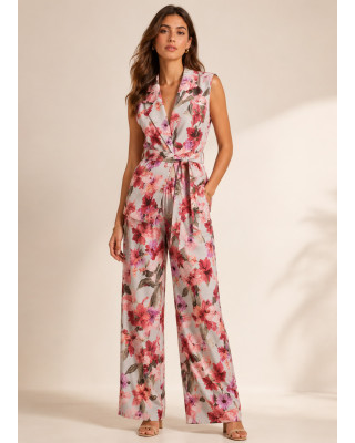 Floral Σετ με Αμάνικο Σακάκι & Παντελόνα Pink