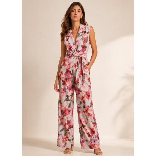 Floral Σετ με Αμάνικο Σακάκι & Παντελόνα Pink