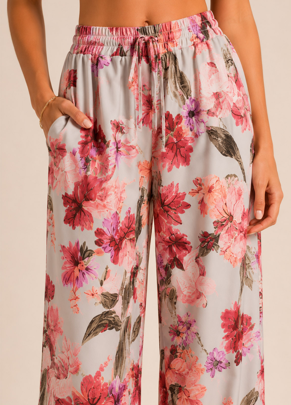 Floral Σετ με Αμάνικο Σακάκι & Παντελόνα Pink