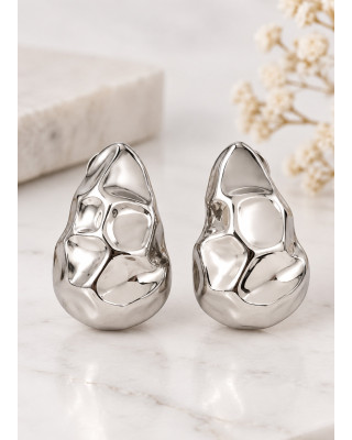 Σκουλαρίκια με Ανάγλυφο Σχεδιασμό Silver