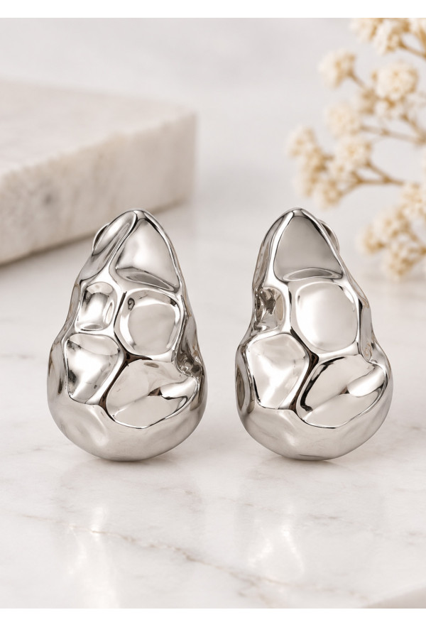 Σκουλαρίκια με Ανάγλυφο Σχεδιασμό Silver