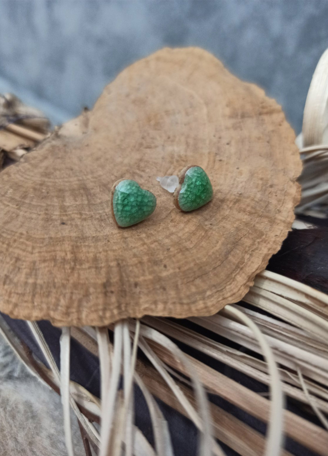 Heart earrings Green