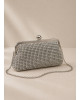 Τσαντάκι Clutch Χειρός & Ώμου με Κρυσταλλάκια – Ασημί