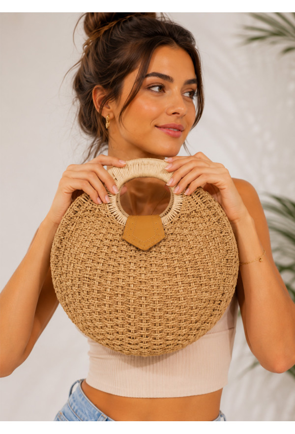 Ψάθινη Τσάντα Χειρός & Ώμου Boho Style