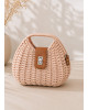 Boho Chic Ψάθινη Τσάντα σε Nude Pink Απόχρωση
