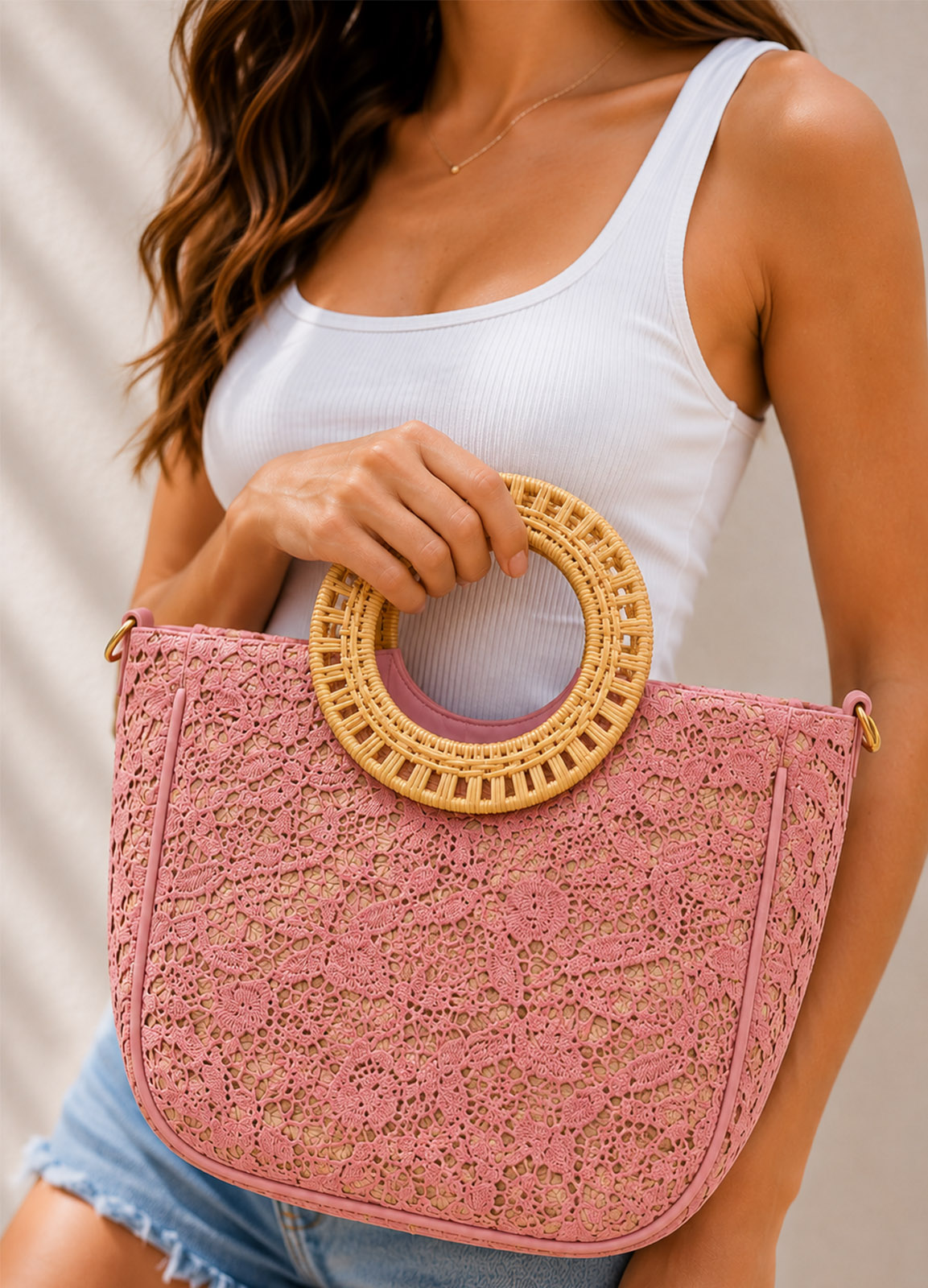 Pink Crochet Summer Bag
