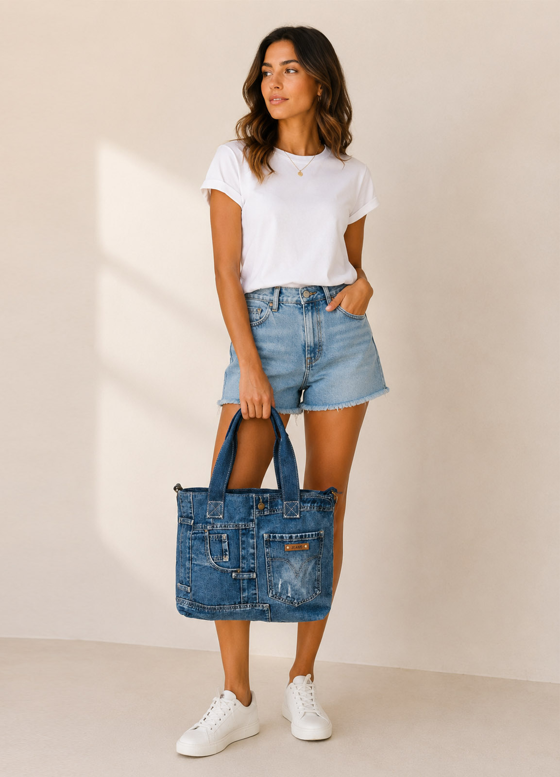 Τσάντα Ώμου & Χιαστί denim tote 
